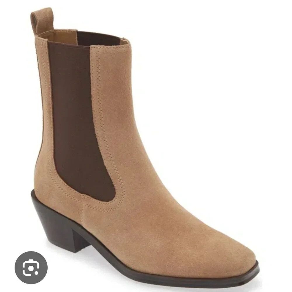 Nordstrom Clemens Boot Taupe Tan Beige Chelsea Boots Sz US 7.5 / EU 38 WORN ONCE
